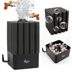 AQQAスポンジフィルター小型投げ込み式フィルターろ材入れる可能生物ろ過物理ろ過エアーリフト酸素増加淡水海水両用水槽フィルターバイオろ過水質改善水槽濾過濾過装置臭気除去汚れ…