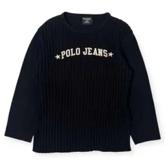 00s POLO JEANS COMPANY RALPH LAUREN ポロジーンズカンパニー ラルフローレン リブ編み 長袖 コットン ニット セーター XL/ブラック レディース オールド