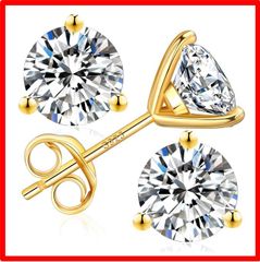 【匿名配送】 6mm-0.8ct（計1.6ct）_ゴールド KRKC ピアスモアサナイト メンズピアス/レディースピアス 3本爪 一粒ピアス シルバー925 金