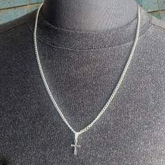 ステンレス クロスチャーム付き 喜平チェーンネックレス 2.8mm幅 60センチ シルバー メンズ アクセサリー 長め 長い ロング