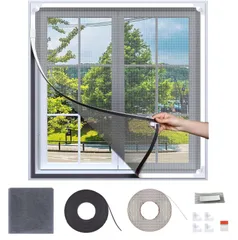 Size:110*120cm_Color:白枠+灰網 Lesimoll 網戸 網戸張り替え 網戸キット 窓用 簡易網戸 マグネット式開閉 防虫ネット 虫よけネット 換気 DIY自由にカット可能 取り付け簡単 アルミ製・鉄製・木製などの窓枠に対応可能 日本語取扱