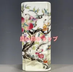 中国古美術　清時代　「大清光緒年製」在銘　粉彩花鳥詩文瓶　繊細細密(A-32) 中国古美術 清時代 「大清光緒年製」在銘 粉彩花鳥詩文