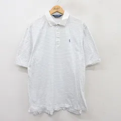 XL/古着 ラルフローレン ポロゴルフ 半袖 ブランド ポロ シャツ メンズ 90s ワンポイントロゴ コットン 白他 ホワイト ボーダー 25jun17 中