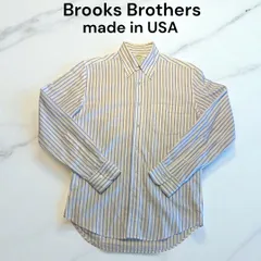 Brooks Brothers ブルックスブラザーズ ボタンダウンシャツ S ホワイト 青ストライプ MILANO ミラノ ポロカラー 長袖 希少 USA製
