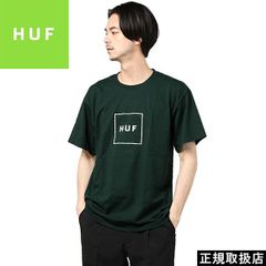 美品】HUF ハフ ヘビィウェイト ロゴ刺繍 ボーダー Tシャツ ネイビー