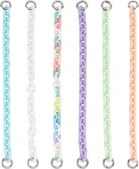 WADORN 6色 樹脂チェーン 持ち手 29CM ショート 厚い ショート幅1.4CM 混合色 樹脂ハンドバッグチェーン
