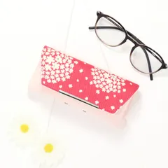 【flo.R】ちょうどいいが見つかる★ セミハード シンプル眼鏡ケース 北欧柄 サークルフラワー 赤 受注生産 14日以内に発送