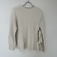 【GU】ジーユー　ニット　トップス　ホワイト　リボン　長袖　Mサイズ　レディース　カジュアル