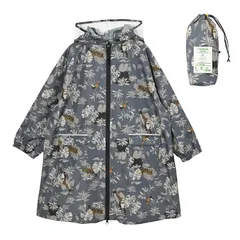 [キウ] キッズレインコート KIDS RAIN COAT 防水 撥水 はっ水 耐水 雨対策 台風 梅雨 レインポンチョ 子供 子ども カッパ 雨具 雨ガッパ 雨合羽 袖付き 収納袋 ポケット 通園 通学 幼稚園  [サファリアニマル] [Free Size]
