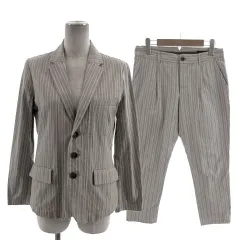 ジャーナルスタンダード JOURNAL STANDARD スーツ パンツスーツ セットアップ 上下セット ジャケット テーラードカラー シングル 3B パンツ スリム 日本製 コットン ストライプ グレージュ ホワイト 白 M