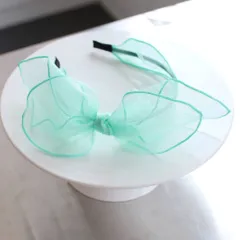 ☆ ミント ☆ フリー ☆ スエカチューシャ(パステル) カチューシャ キッズ リボン 大きめ リボンカチューシャ 髪飾り 女の子 子供 子ども こども ピアノ発表会 かわいい プリンセス カジュアル ダンス 夏 シンプル パステル ヘアアレンジ