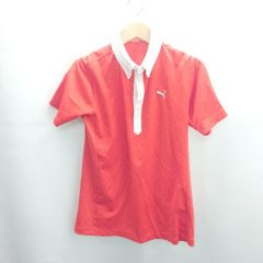 ◇ ⊂ PUMA プーマ 総柄 ロゴ刺<!-利用不可文字-!> 半袖 ポロシャツ サイズM レッド ホワイト メンズ レディース E 【1502180049477】のサムネイル