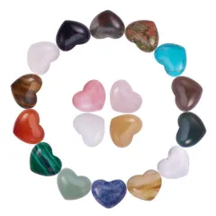 【人気商品】ネックレス イヤリング ハンドメイド ジュエリー用 DIY手作り 心形 レジン封入 ペンダント チャーム カラフル デコ素材 アクセサリーパーツ マクラメ編み カボション 合成石 ハート ミックス パワーストーン 多種多様 天然石 約18個/セット