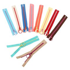 新品 10本入 30cmファスナー ジッパー リング付き カラフル バッグ ジーンズ用 衣類 ドレス 枕などに適用 樹脂 手芸 修理 DIY 裁縫 ハンドメイド