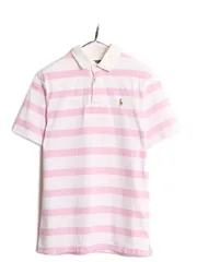 【お得なクーポン配布中!】 90s ポロ ラルフローレン ボーダー 半袖 ラガー シャツ メンズ M / 古着 90年代 オールド 半袖シャツ ラグビーシャツ ポロシャツ コットン