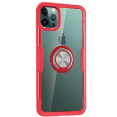 iPhone13 Pro ケース アイフォン13プロ  スマホリング 付き 耐衝撃 薄型 クリア ケース 【Color】 レッド