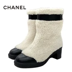 121の商品一覧はこちらから♪【CHANEL♪】ムートンブーツ ココマーク ロゴ金具 黒 23cm SV金具