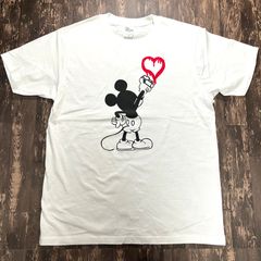 ミッキーマウス・落書きハート・Tシャツ・白