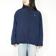 USA VINTAGE POLO GOLF RALPH LAUREN HORSE EMBROIDERY DESIGN REVERSIBLE HALF ZIP FLEECE JACKETアメリカ古着ポロゴルフラルフローレンホース刺繍リバーシブルフリースジャケット