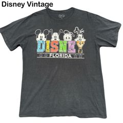 Disney Vintage ディズニー ヴィンテージ 古着 Florida フロリダ ミッキー プルート ドナルド グーフィー メンズ レディース Tシャツ Lサイズ