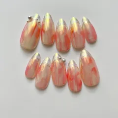 ネイルチップ⑦ ピンクニュアンスネイル うるうるネイル パール オーロラ ブライダル 綺麗め キレイめ 大人かわいい