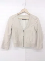 ◇ Spick & Span スピック＆スパン ラムレザー 長袖 ライダースジャケット サイズ36 アイボリー系 レディース P  【1305240009356】