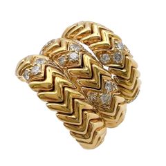 ブルガリ　スピガ　スネーク　リング　K18　AU750　指輪　イエローゴールド　3連　BVLGARI BVLGARI - BVLGARIブルガリ トゥボガス・スネークリング 750スリー