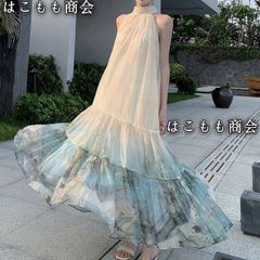 【美品・未使用新品】マキシワンピース リゾート ワンピース 花柄 レディース シフォン キレイめ ワンピース 春 夏 ワンピ ボヘミアン風 ワンピース リゾートワンピ ロング 旅行 海辺 沖縄 ハワイ 海デートおしゃれ 体型カバー 大人可愛い セクシー
