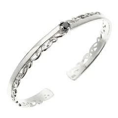 送料無料 メンズバングル シルバー925 スターリングシルバー シルバーバングル ブレスレット ブラックジルコニア アラベスク柄 ダマスク柄 インディアンジュエリー ハワイアンジュエリー シンプル カジュアル モード 重ね付け プレゼント ギフト プレゼント