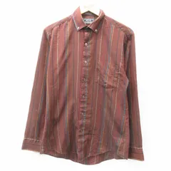 M/古着 ルティグレ 長袖 シャツ メンズ 80s ボタンダウン 茶他 ブラウン ストライプ 25feb06 中古 トップス