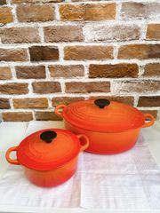 LE CREUSET/ルクルーゼ　ココットオーバル＆ココットロンド　27cm＆16㎝セット　オレンジ