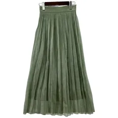 SALOON　サルーン サテン　プリーツスカート size36/グリーン