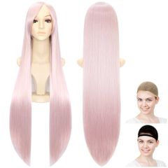 【特価商品】シルバーピンク コスチューム用小物 2個セット 100cm ウィッグネット ウィッグ スーパーロングストレート CaseEden