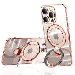 【在庫セール】ソフトTPU レンズカバー付き 耐衝撃 メッキ仕上げ 傷に強い背面 リング付き ワイヤレス充電 ストラップホール付き クリア アイフォン MagSafe対応 14 14 プロマックス ケース 磁気カバー 用 (iPhone14 Max Pro P