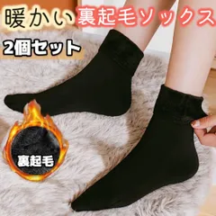 裏起毛ソックス レディース 靴下 防寒 暖かい 冷え対策 保温 厚手 ぽかぽか もこもこ 冬用 防寒対策 あったか 冷え性 暖かソックス 2足セット フリーサイズ ブラック 黒