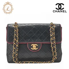 CHANEL シャネル   チェーンショルダーバッグ マトラッセ ラムスキン  黒×赤  シングルフラップ ターンロック　バイカラー（ゴールド金具） レディース【中古】【送料無料】【SS】