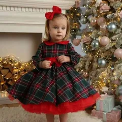 子供服 即購入OK 女の子 クリスマス衣装 サンタ コスチューム ワンピース ドレス チェック柄 ガールズ キッズ かわいい プリンセス クリスマス パーティー 子供用 保育園 仮装 リボン付き パーティー 子ども こども xiaokb31