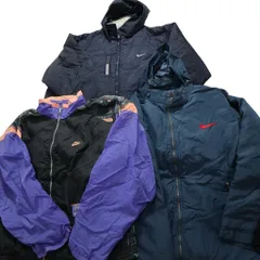 【B品】古着卸 まとめ売り ナイキ オールド ジャケット 3枚セット (メンズ 2XL ) 銀タグ 90’s ナイロン スウォッシュ 中古 古着 NC4276