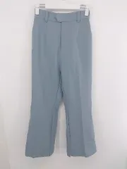 ◇ one after another NICE CLAUP 大人女子 無地 バックゴム 裾スリット パンツ サイズS ブルーグレー系 レディース P  【1307060006768】
