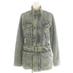 ヒステリックグラマー HYSTERIC GLAMOUR KINKY デニムオーバージャケット スタンドカラー ダメージ加工 ベルト付き F 青 ブルー /ES ■OSのサムネイル