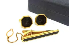 ■美品■ LONGINES ロンジン カフスボタン カフリンクス ネクタイピン アクセサリー 2点セット ブラウン系×ゴールド系 DJ1772 冠婚葬祭 結婚式 葬式