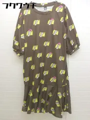 ◇ merlot メルロー 総柄 七分袖 膝下丈 ワンピース ブラウン イエロー レディース 【中古】 【1103230002017】のサムネイル