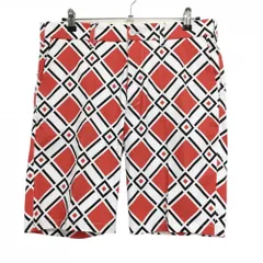 ★SALE価格★【美品】ラウドマウス ハーフパンツ 白×レッド デンジャー スクエア総柄 ストレッチ メンズ LL ゴルフウェア LOUDMOUTH