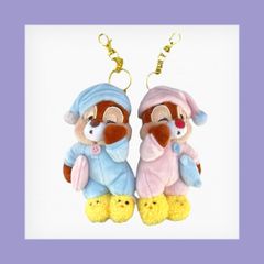 ディズニー【チップ＆デール】 ぬいぐるみキーホルダー・キーチェーン PAJAMA STYLE