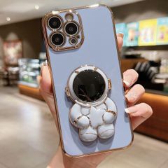 iPhone13Pro スマホケース　宇宙飛行士スタンド　ライトブルー　ユニーク