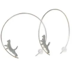 シルバーフープピアス Blue Cat レディース 彼女 女性 誕生日 プレゼント