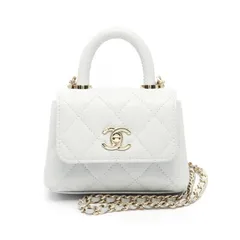 シャネル CHANEL ショルダーバッグ ココハンドル ミニマトラッセ ライトブルー系 レザー ココハンドル マトラッセ 2wayショルダー レディース Used A