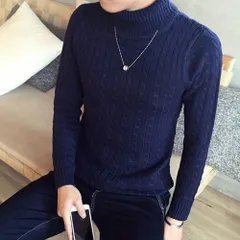 ☆ ネイビー ☆ XLサイズ ☆ ニット セーター タートルネック ニット セーター メンズ タートルネック ハイネック トップス ニットセーター メンズニット シンプル きれいめ ビジネス オフィス カジュアル おしゃれ ケーブル編み オシャレ ビジカジ