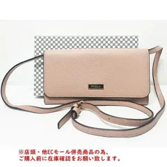 ※併売商品※◆中古状態良好◆FURLA【フルラ】 ショルダーウォレット 二つ折り長財布 レザー ピンクベージュ系 レディース　M911