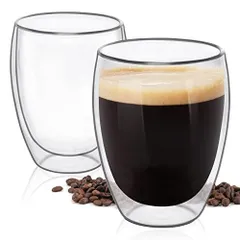 取っ手なし_350ml ComSaf ダブルウォール グラス タンブラー グラス コップ 350ml 二重構造 保温 保冷 耐熱 コーヒーカップ コーヒー ミルク ジュース 電子レンジ対応 2点セット ギフト